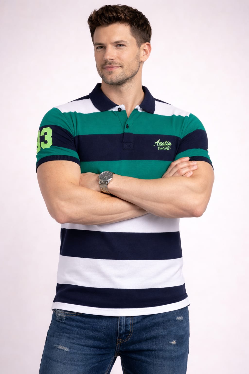 Austin Wood Men's Half Sleeves Polo Neck T-shirt