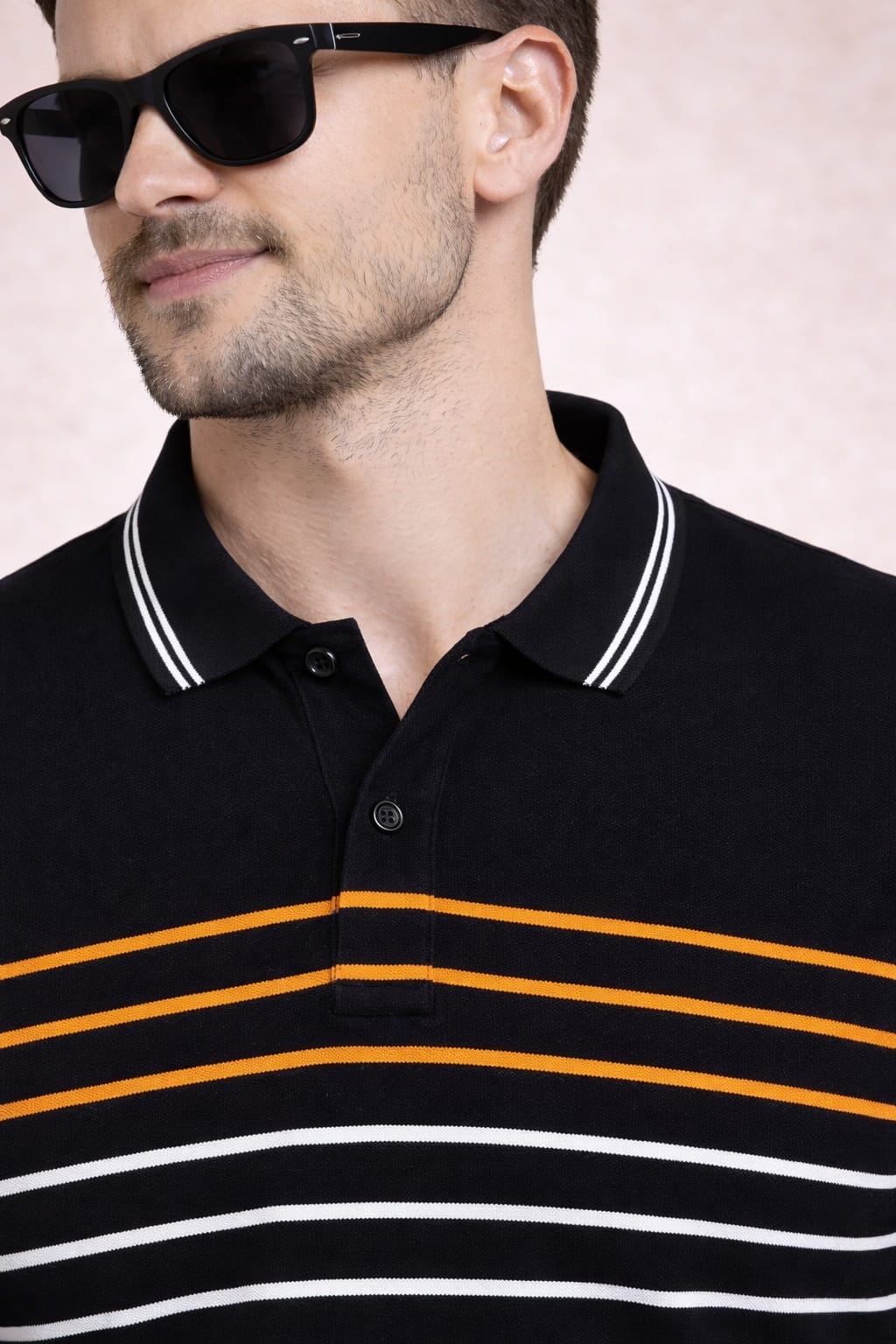 Black Striper Polo T-shirt