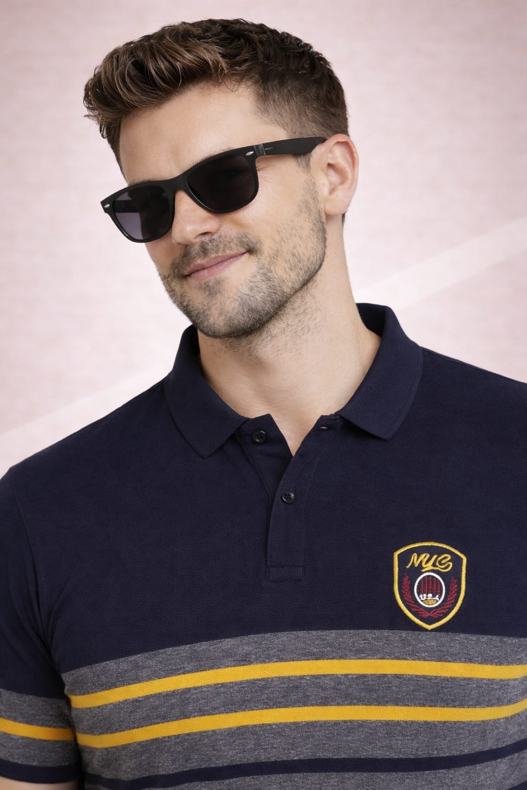 Navy blue Striper Polo T-shirt