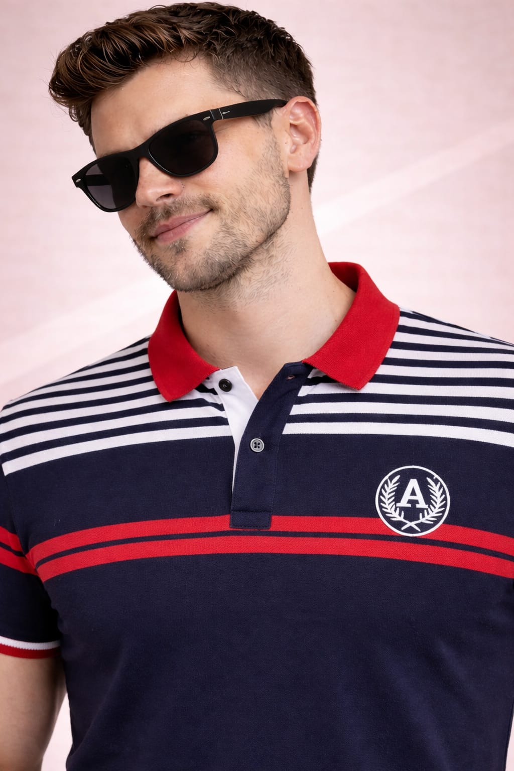 Navy blue Striper Polo T-shirt