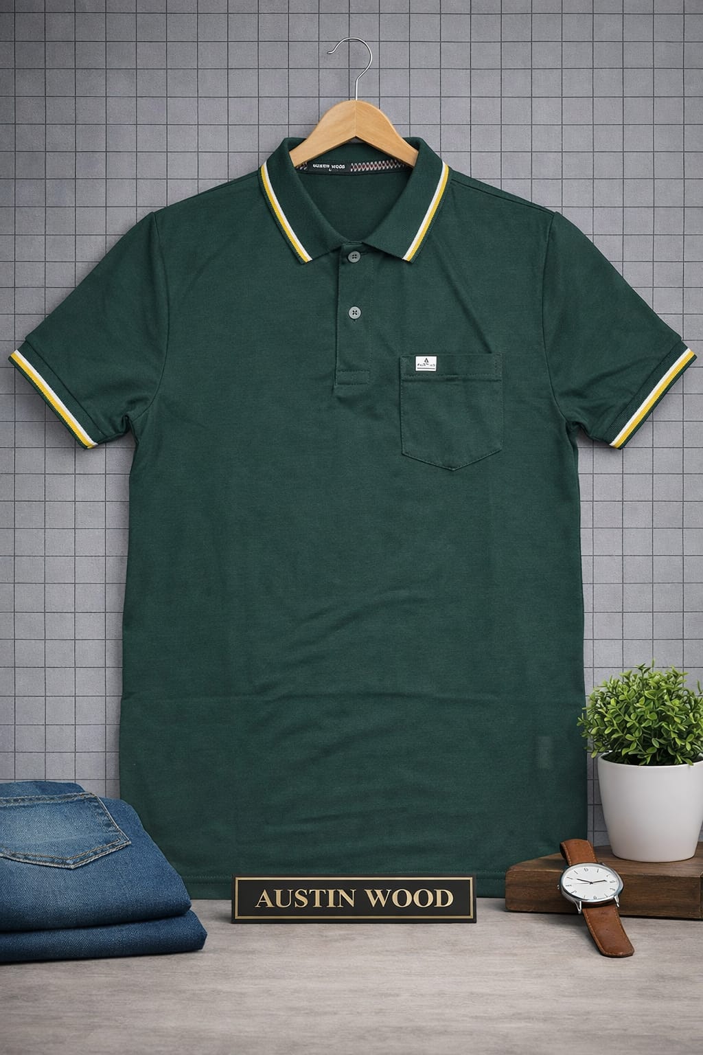 Austin Wood Solid Polo T-shirt