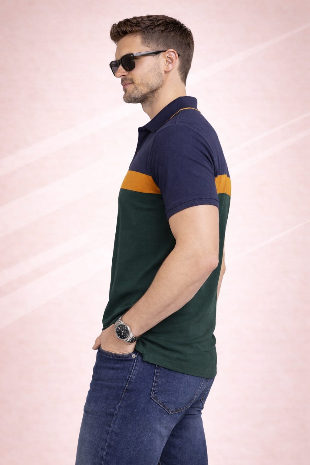 Green Stripers Polo T-shirt