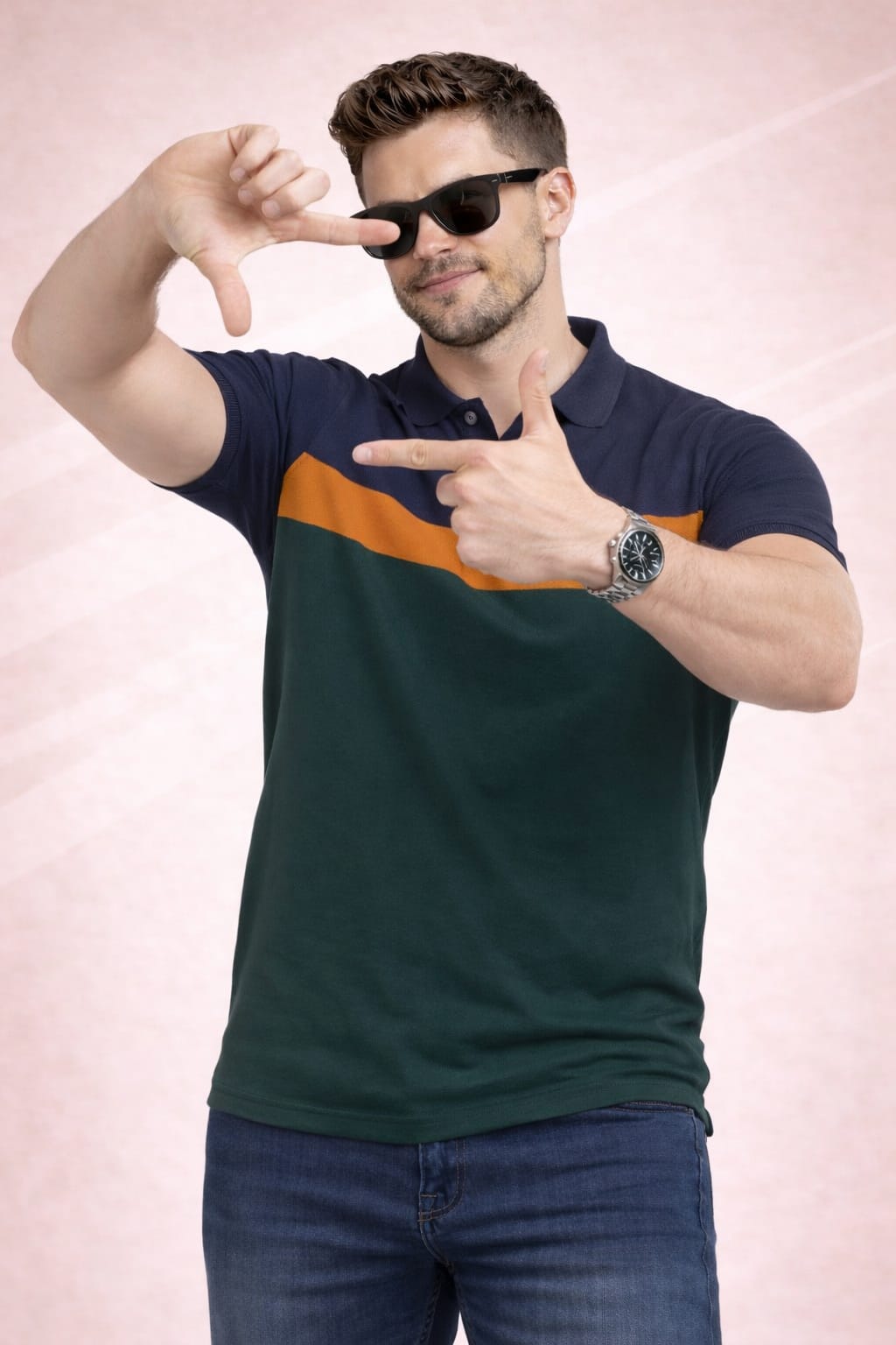 Green Stripers Polo T-shirt