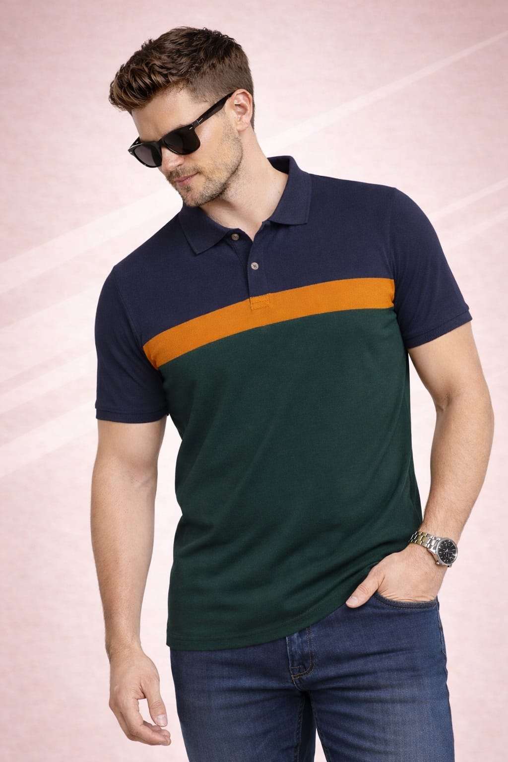 Green Stripers Polo T-shirt