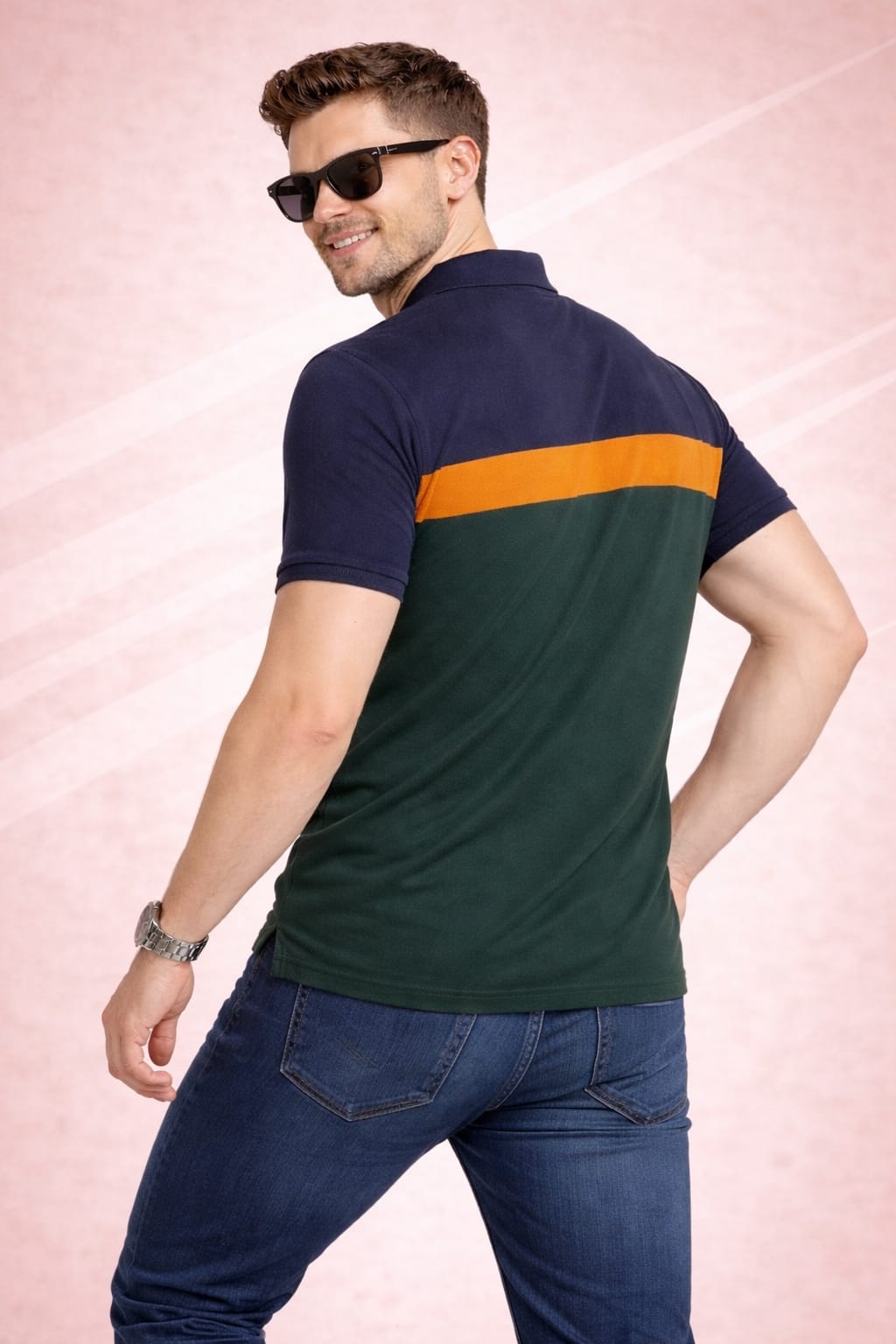 Green Stripers Polo T-shirt