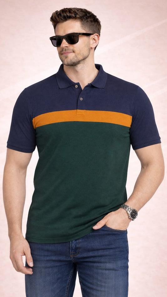 Green Stripers Polo T-shirt
