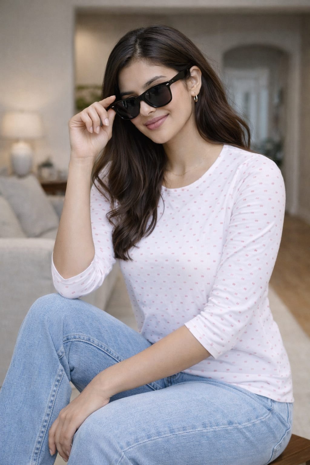 Austin Wood Casual Half Sleeve Printed Women White Top