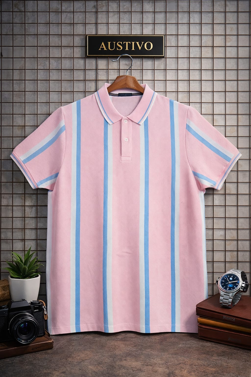 Austivo Men's  Polo Neck T-shirt