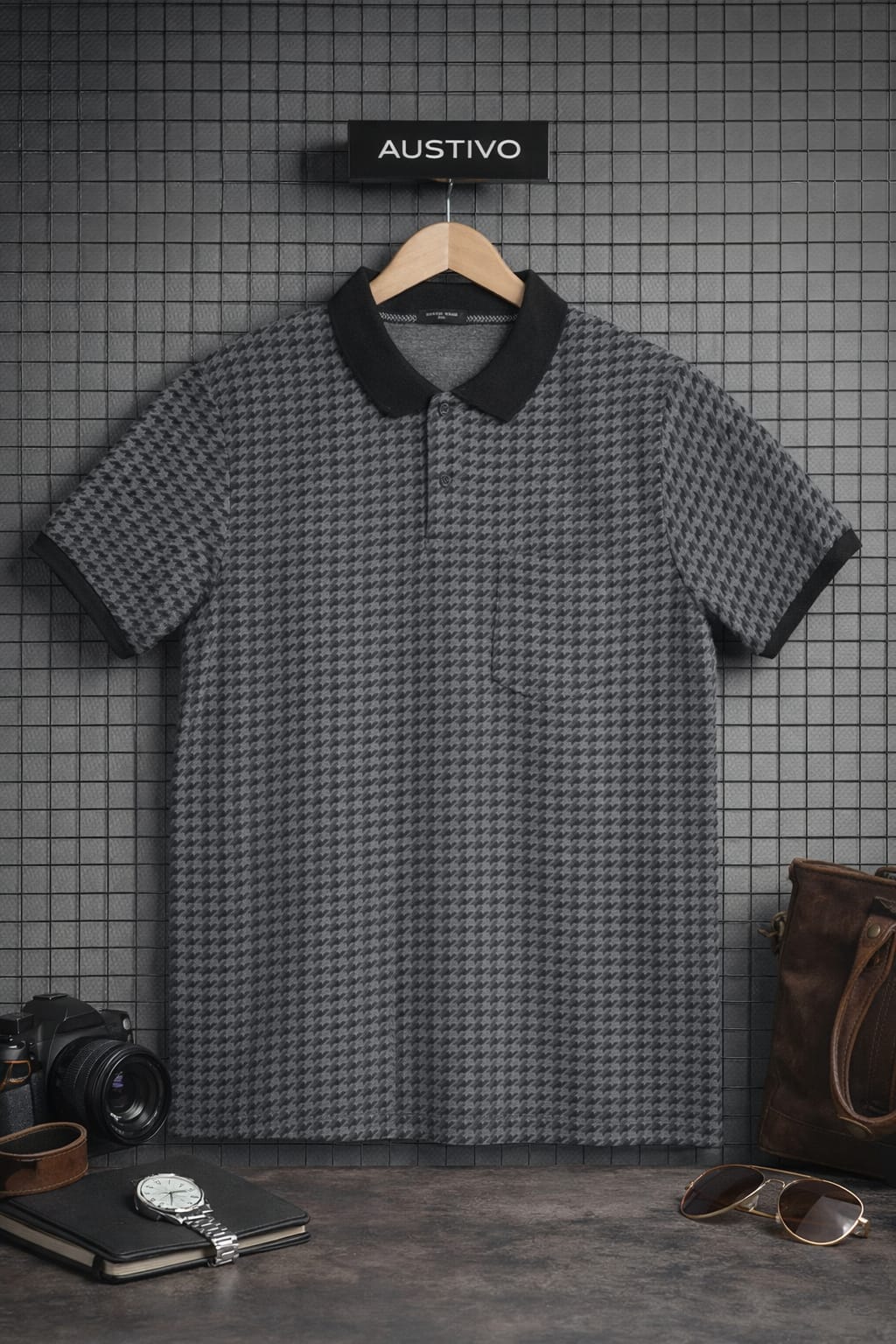 Austivo Men's  Polo Neck T-shirt