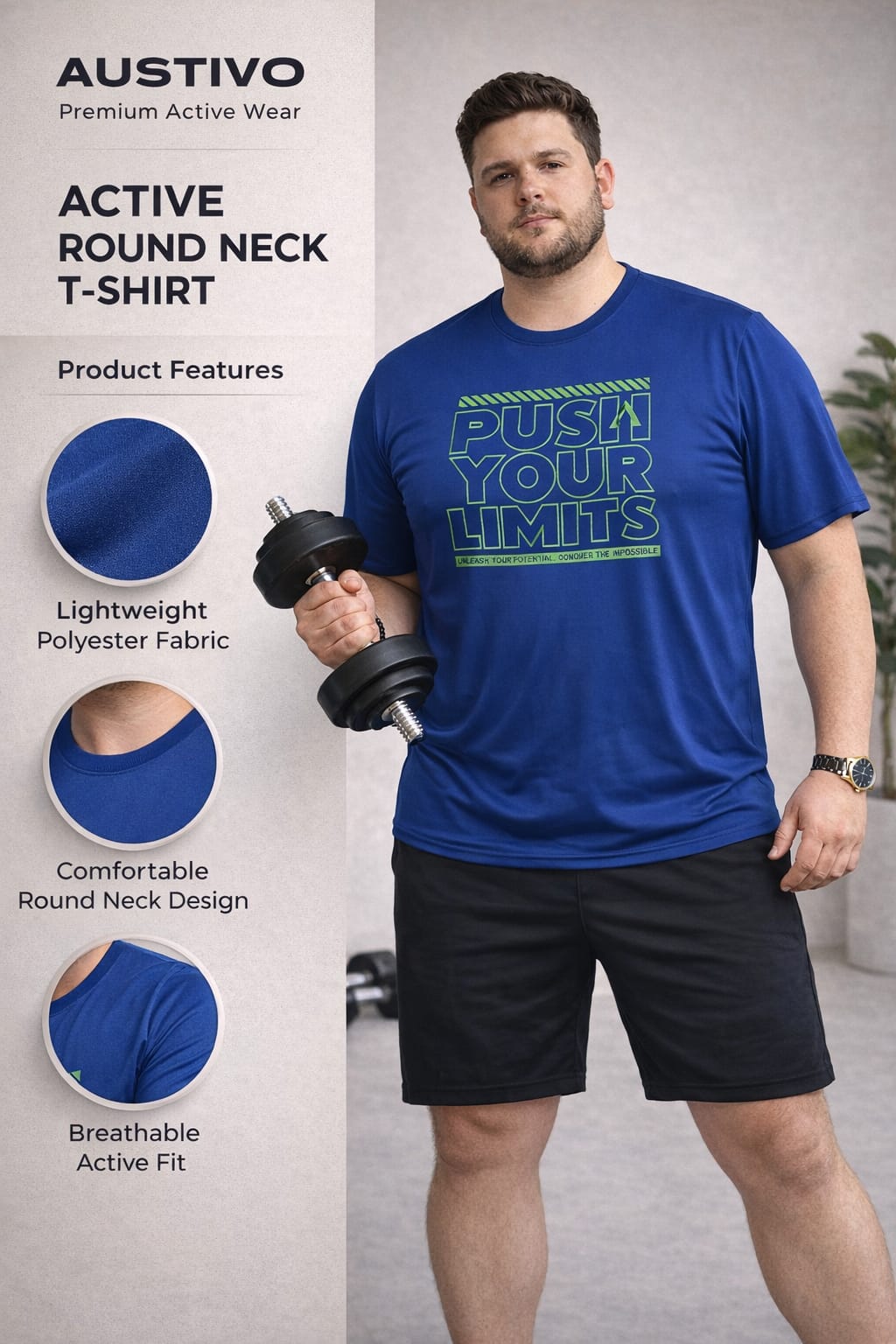 Austivo Men's Active Wear  T-shirt