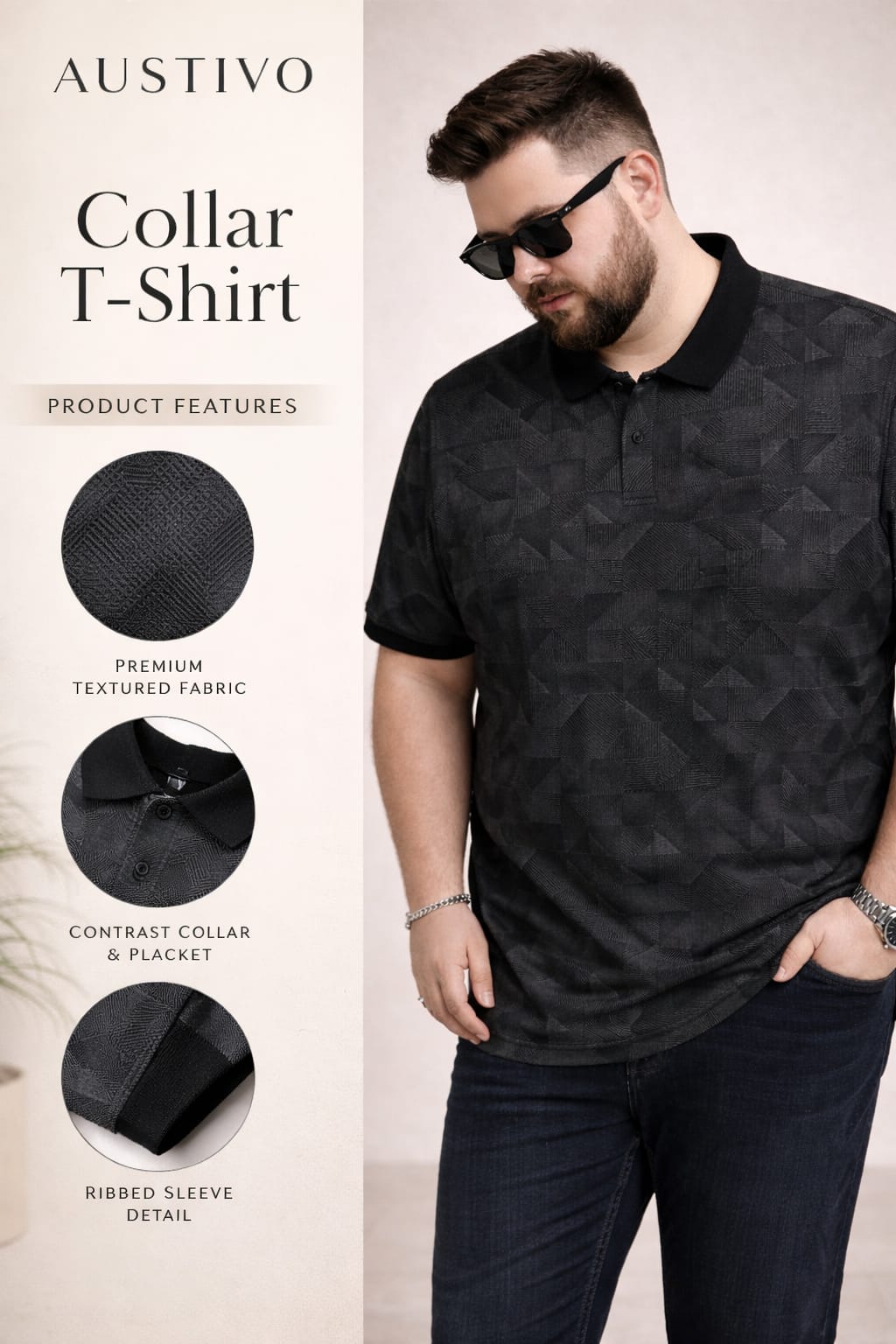 Austivo Men's  Polo Neck T-shirt