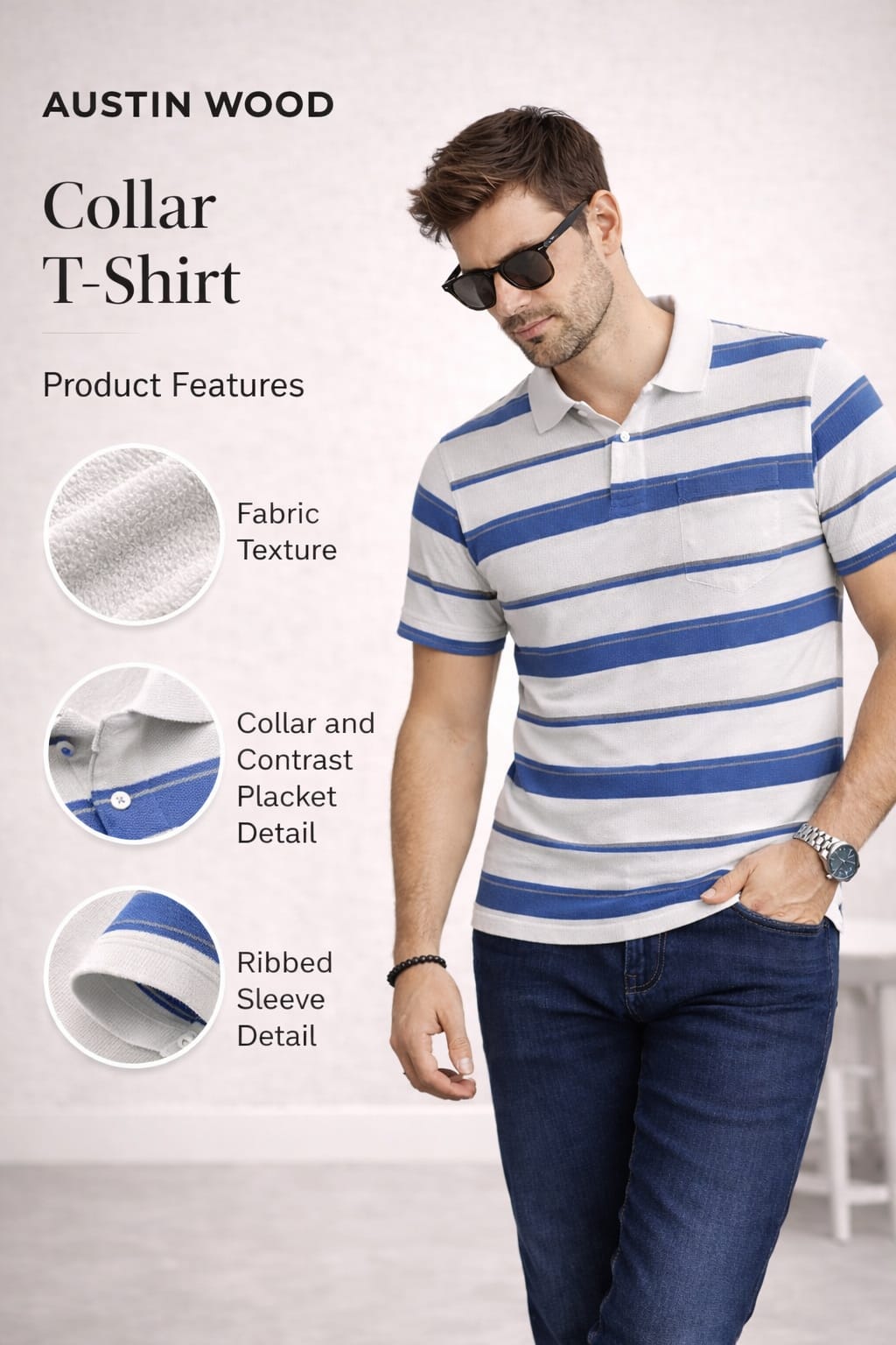Austin Wood Pocket Polo T-shirt