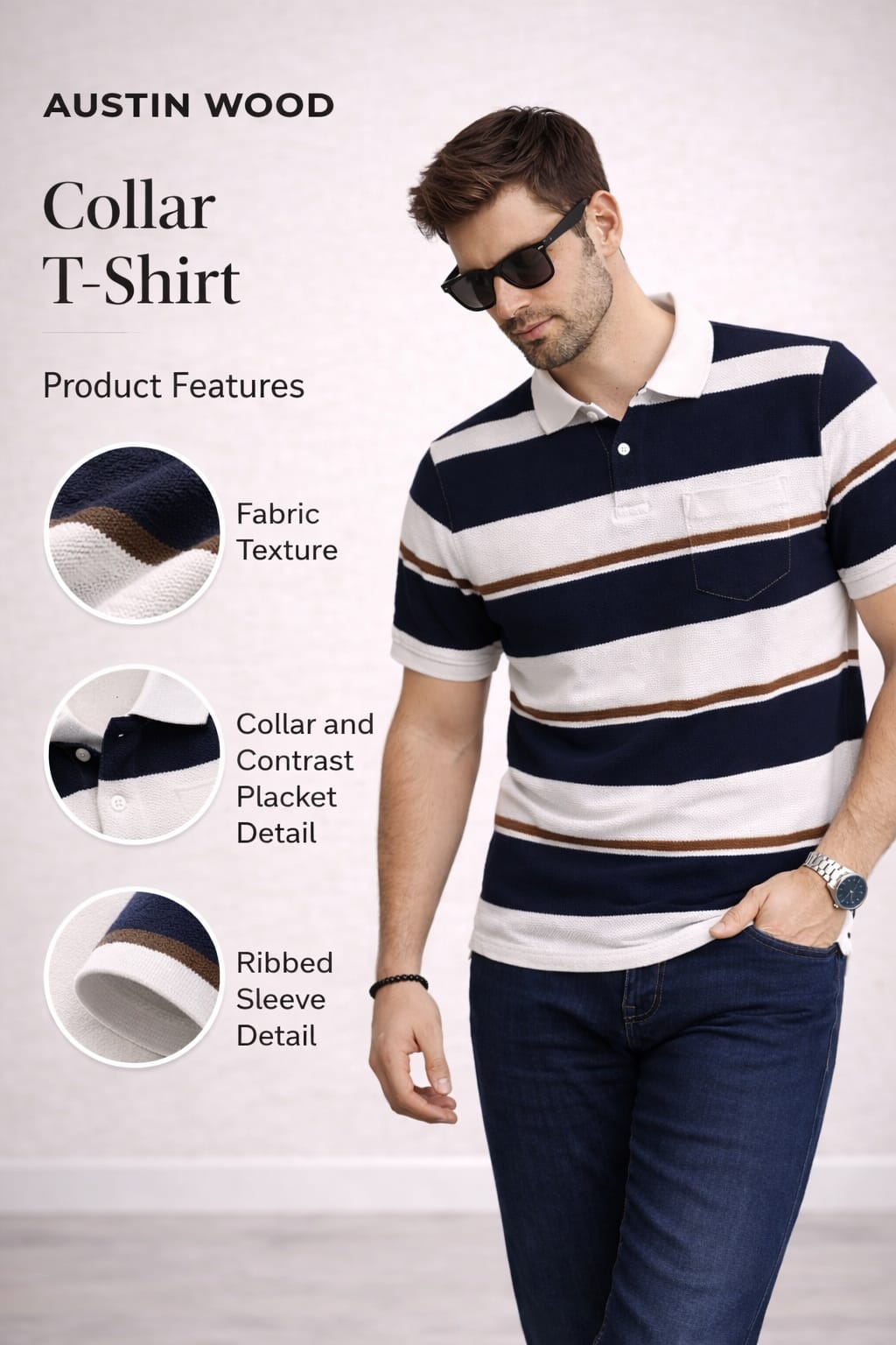 Austin Wood Pocket Polo T-shirt