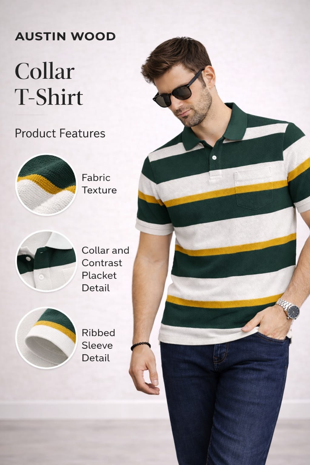 Austin Wood Pocket Polo T-shirt