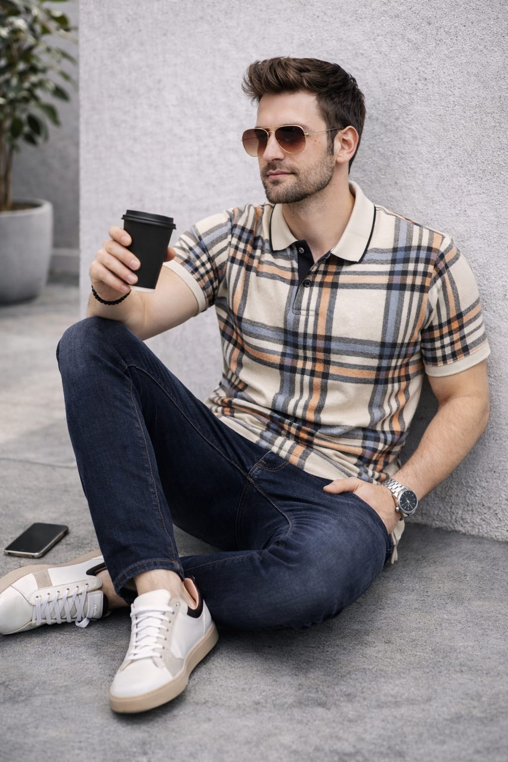 Austin Wood Printed Polo T-shirt