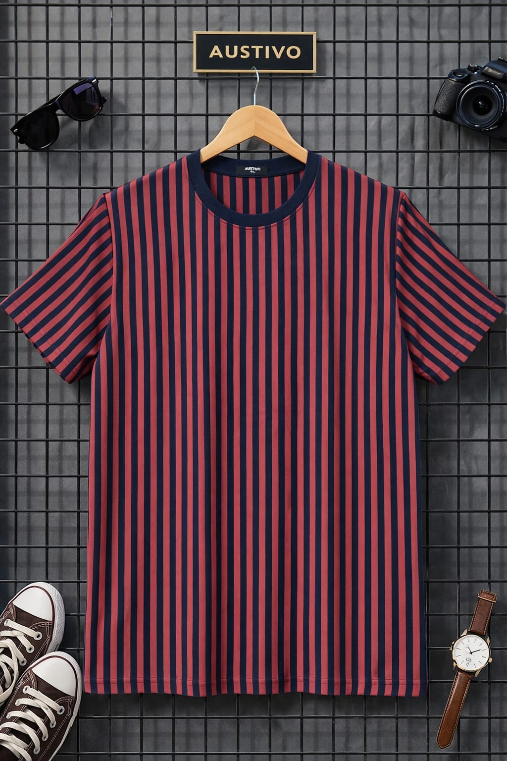 Austivo Men Round Neck Multicolor T-Shirt