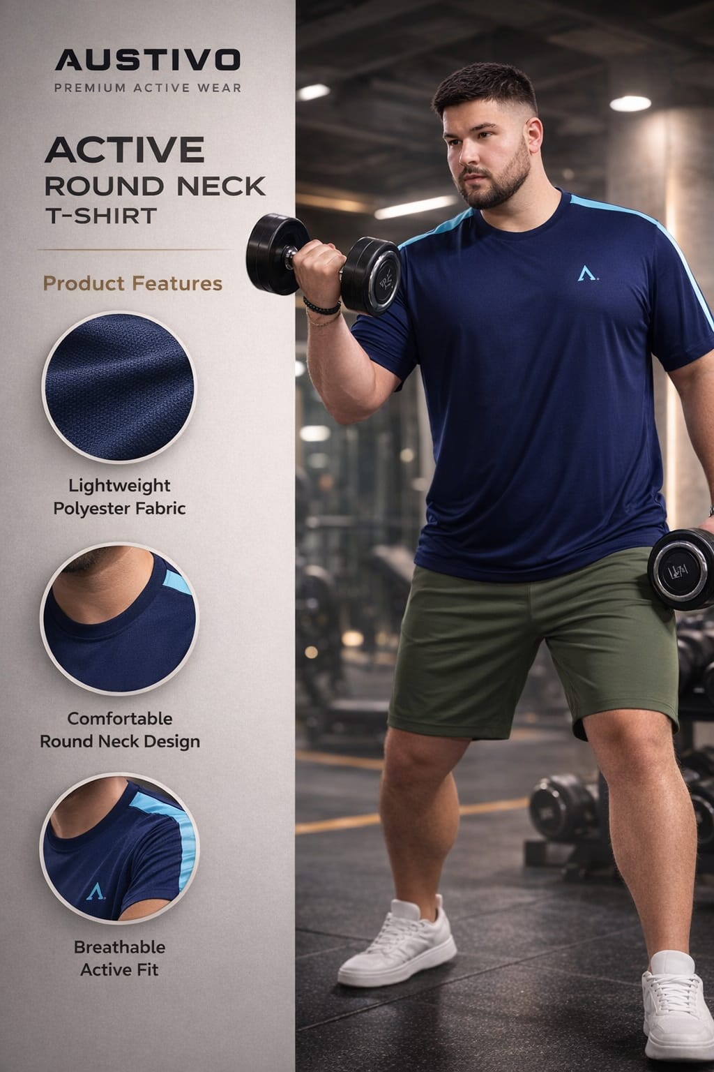 Austivo Men's Active Wear  T-shirt