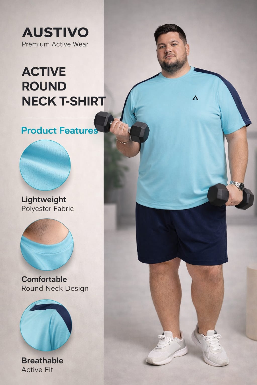 Austivo Men's Active Wear  T-shirt