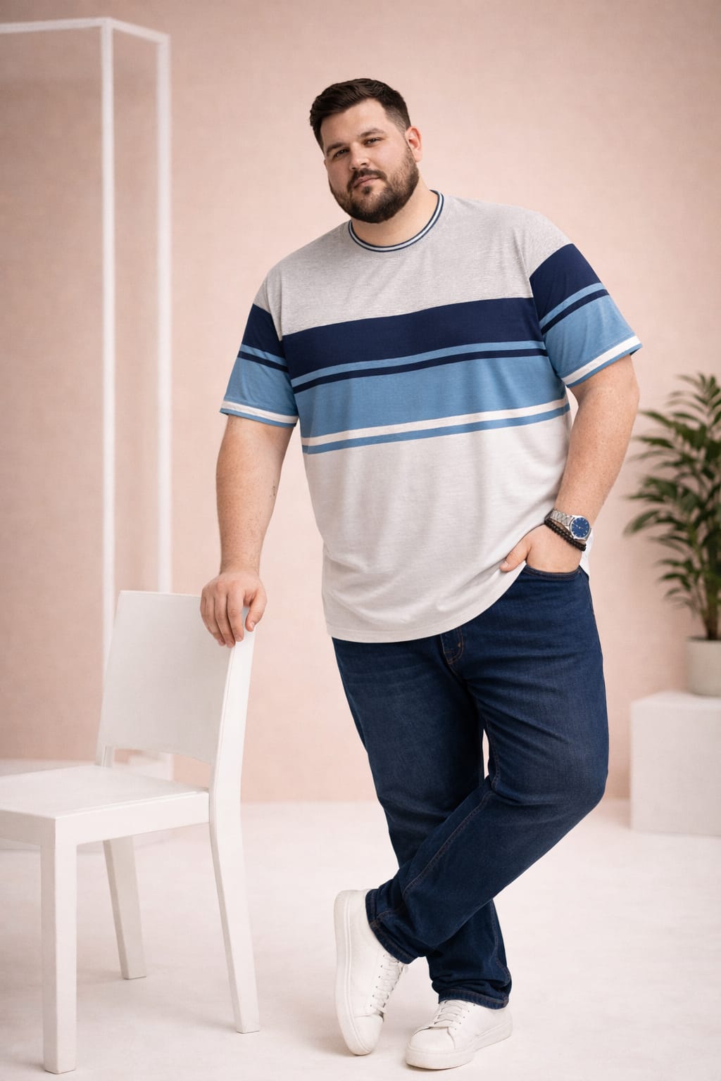 Austivo Men Round Neck Multicolor T-Shirt