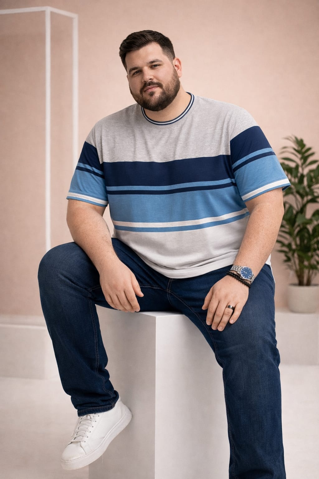 Austivo Men Round Neck Multicolor T-Shirt