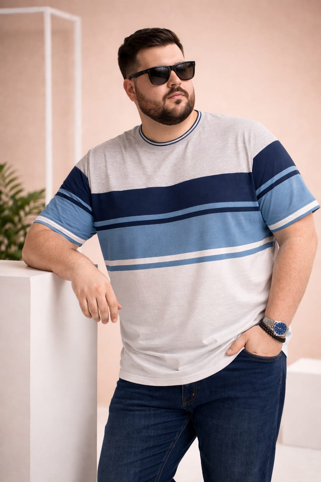 Austivo Men Round Neck Multicolor T-Shirt