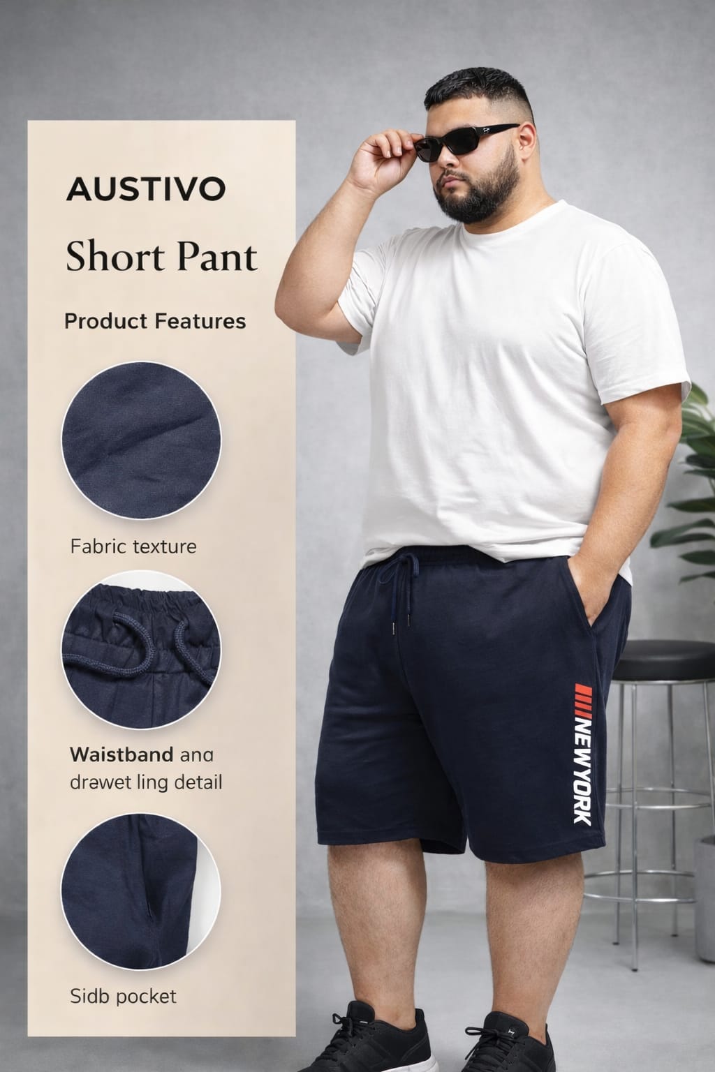 AUSTIVO Men’s Plus Size Shorts