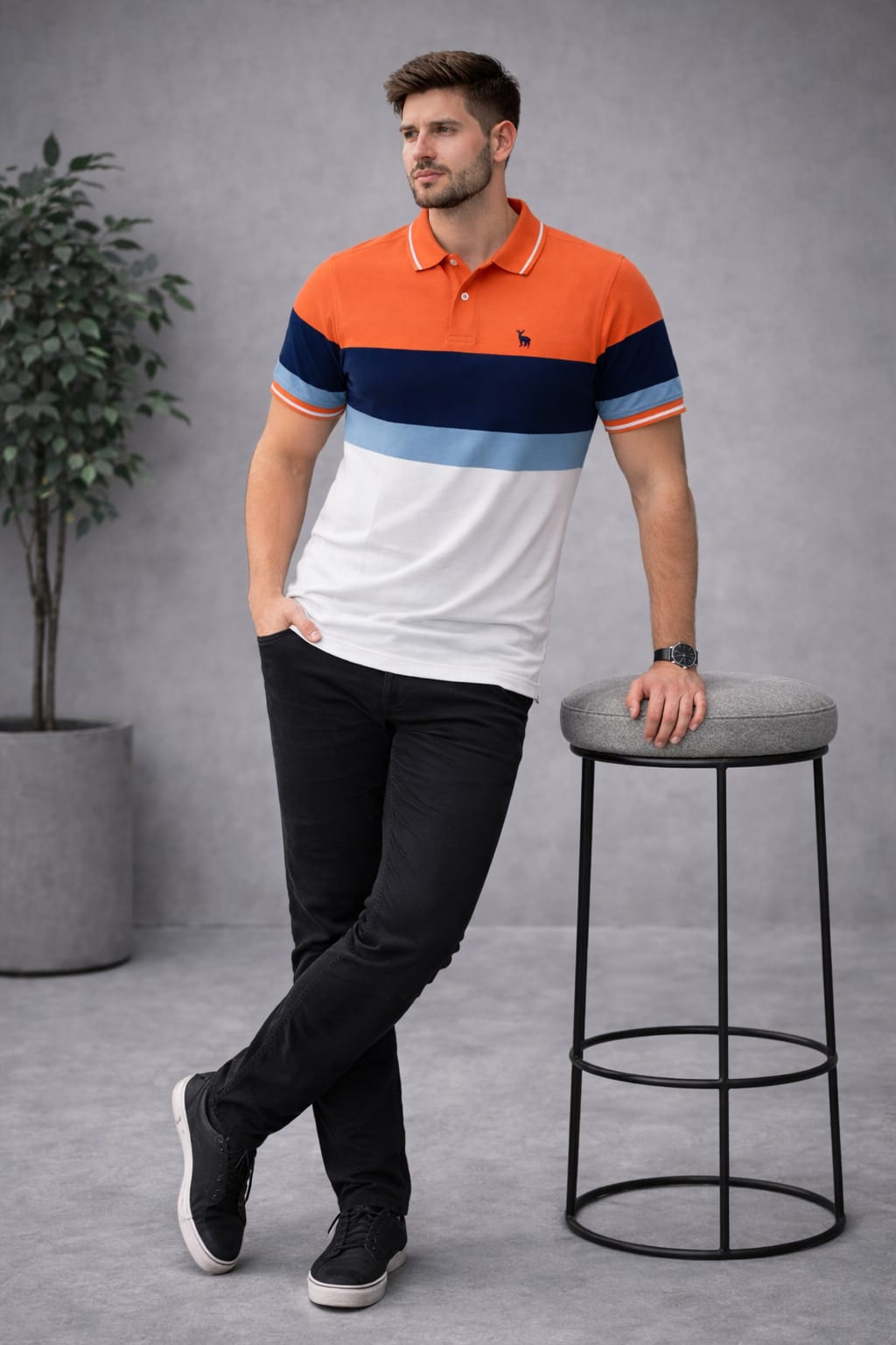 Austin Wood Striper Polo T-shirt