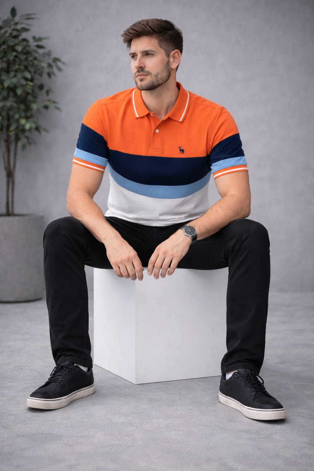 Austin Wood Striper Polo T-shirt