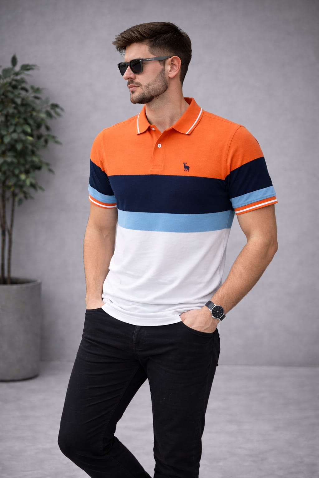 Austin Wood Striper Polo T-shirt