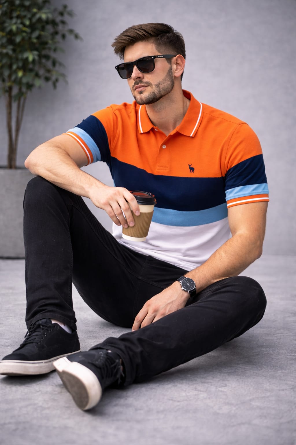Austin Wood Striper Polo T-shirt