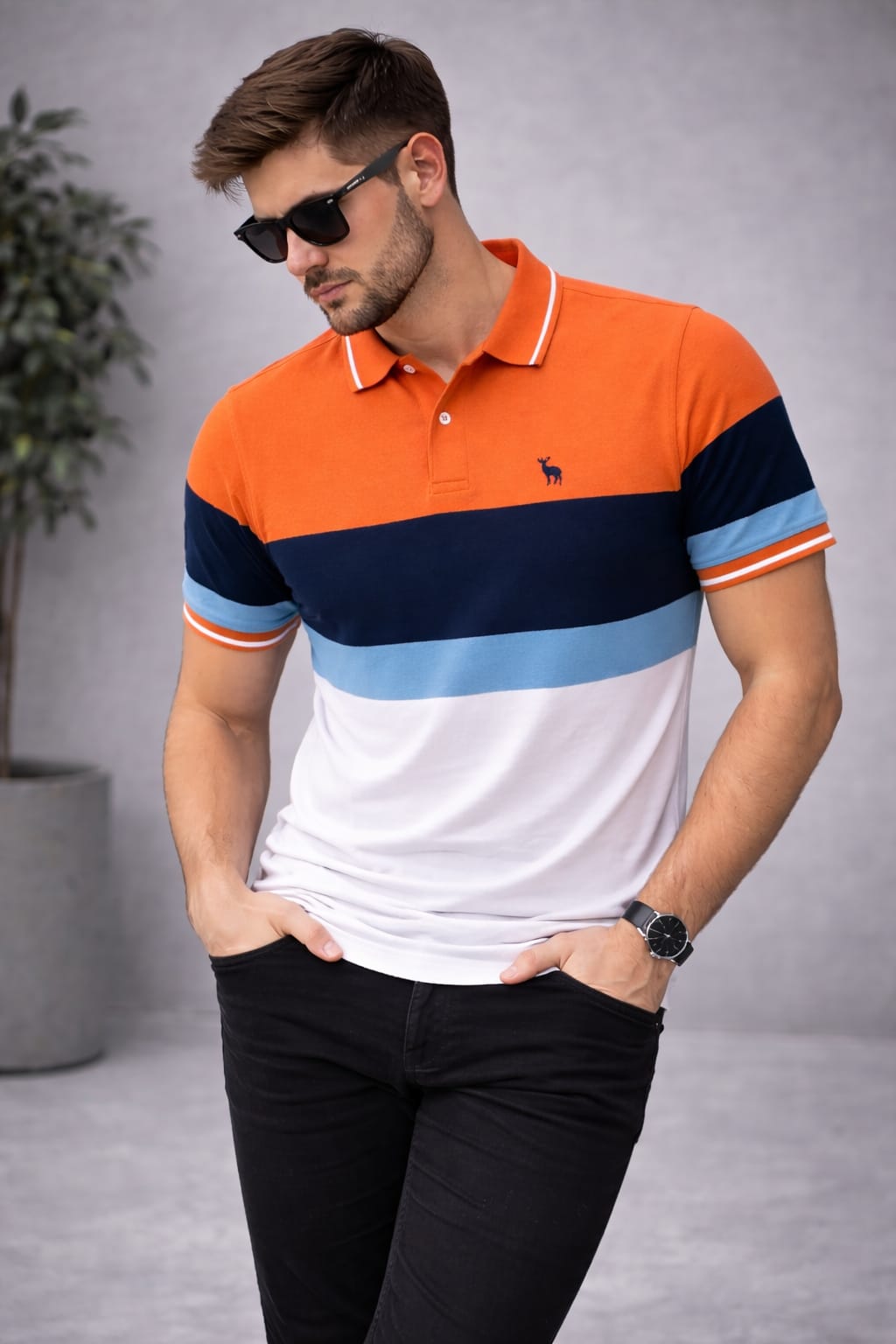 Austin Wood Striper Polo T-shirt