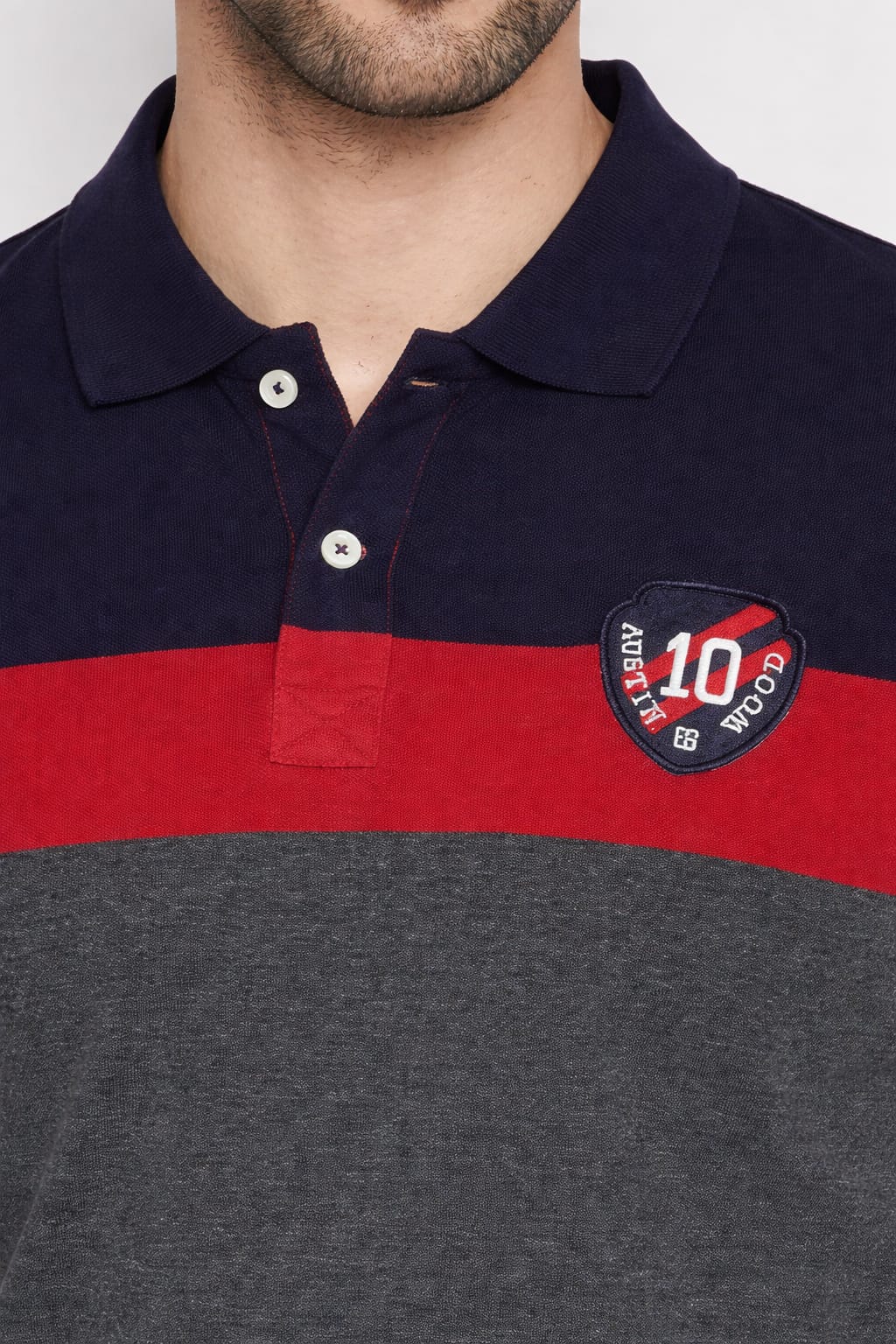 Grey Color Block Polo T-shirt