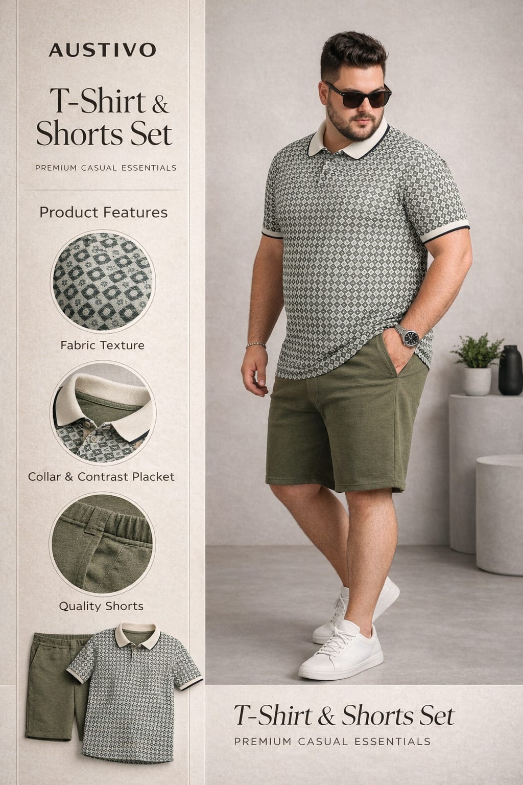 Men's Plus Size Summer Co-ord Set