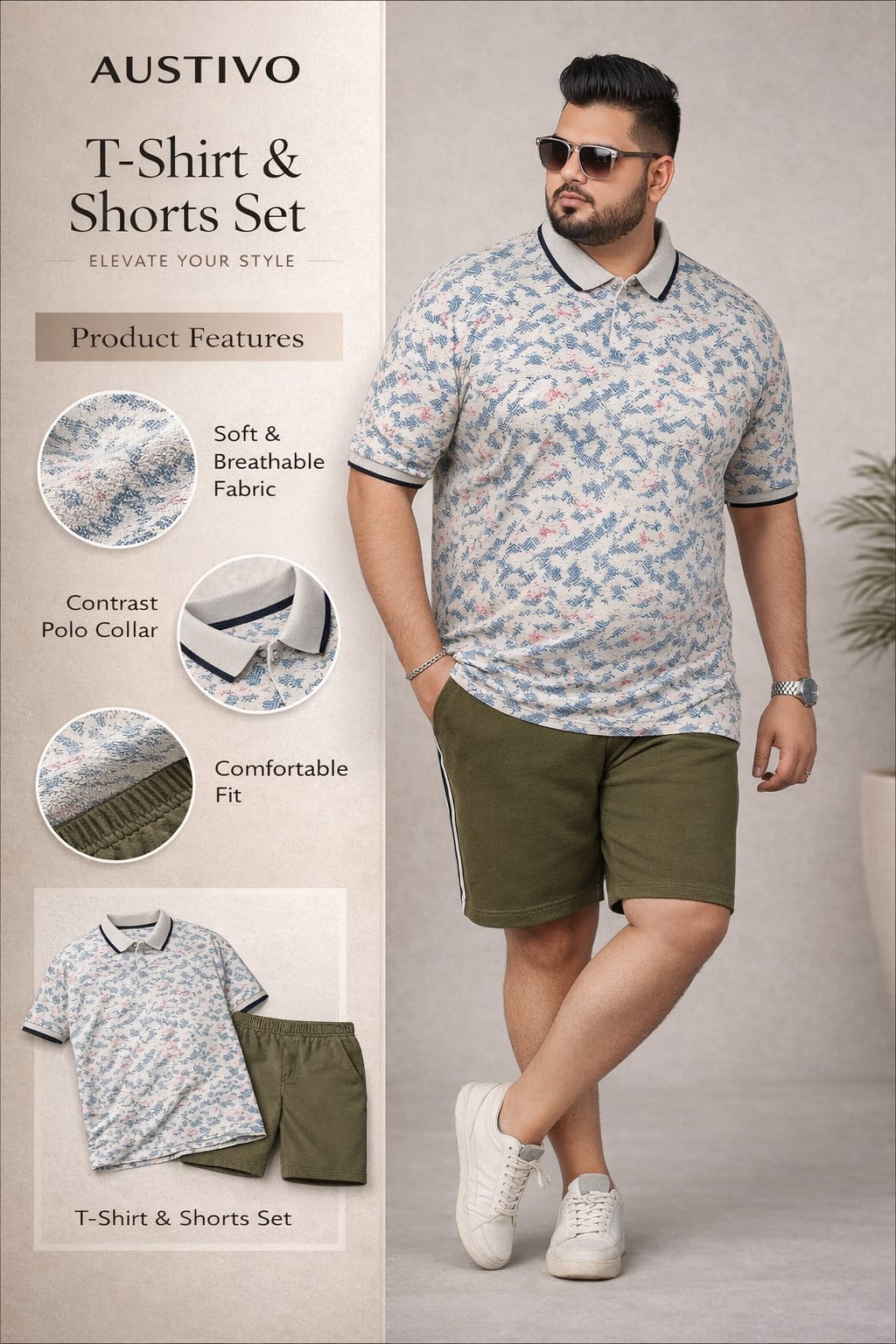 Men's Plus Size Summer Co-ord Set