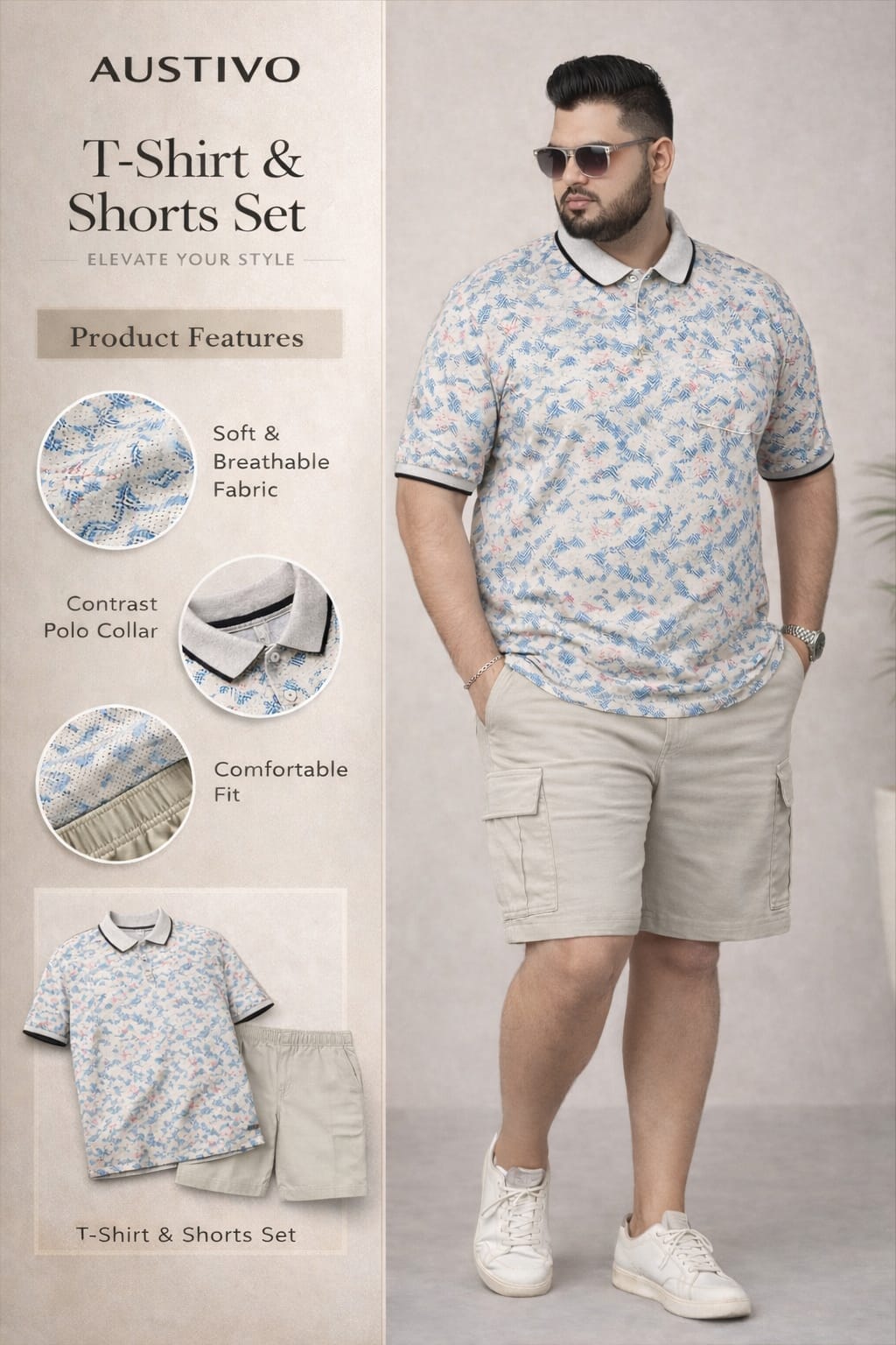 Men's Plus Size Summer Co-ord Set