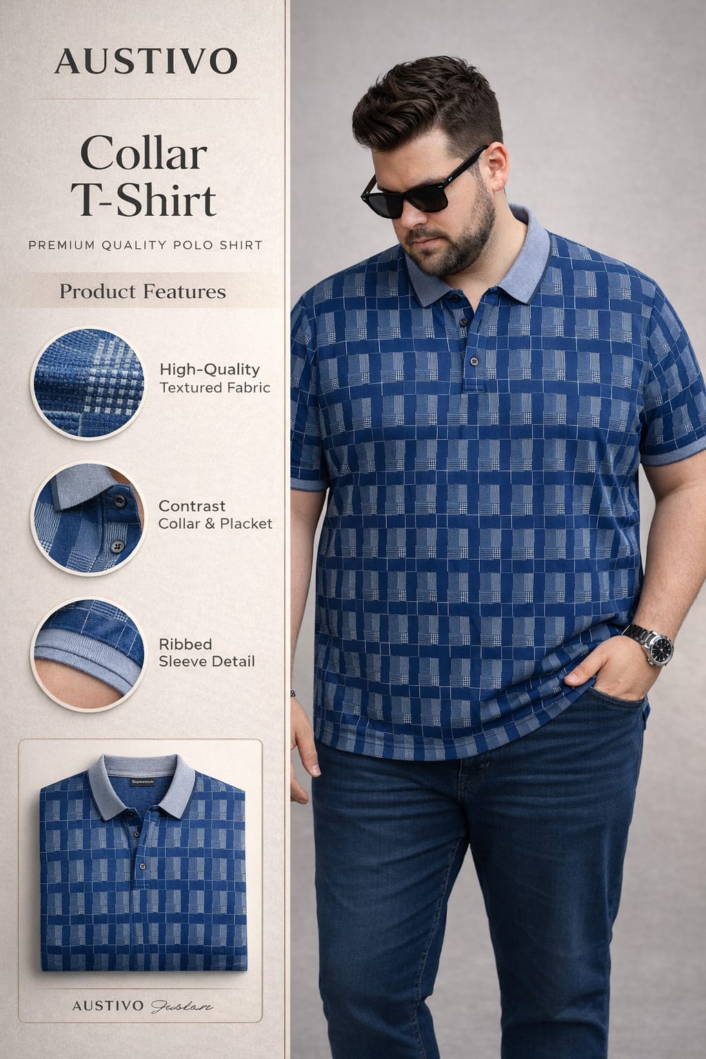 Austivo Men's  Polo Neck T-shirt