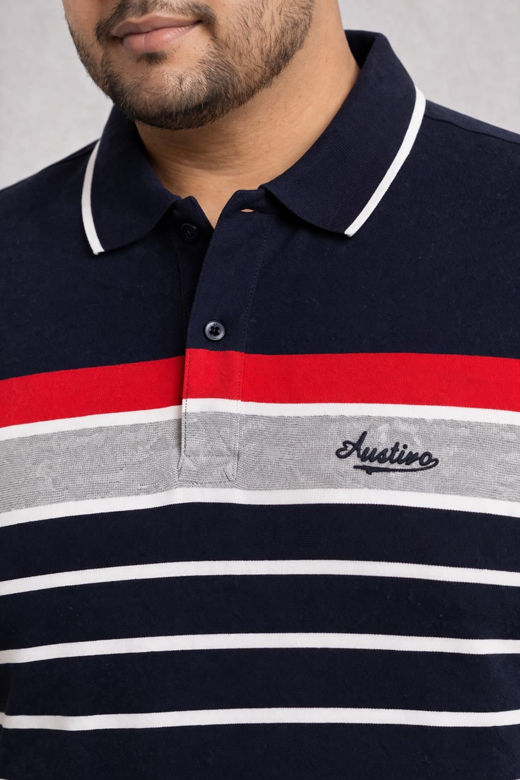 Striped Men Polo Neck Multicolor T-Shirt