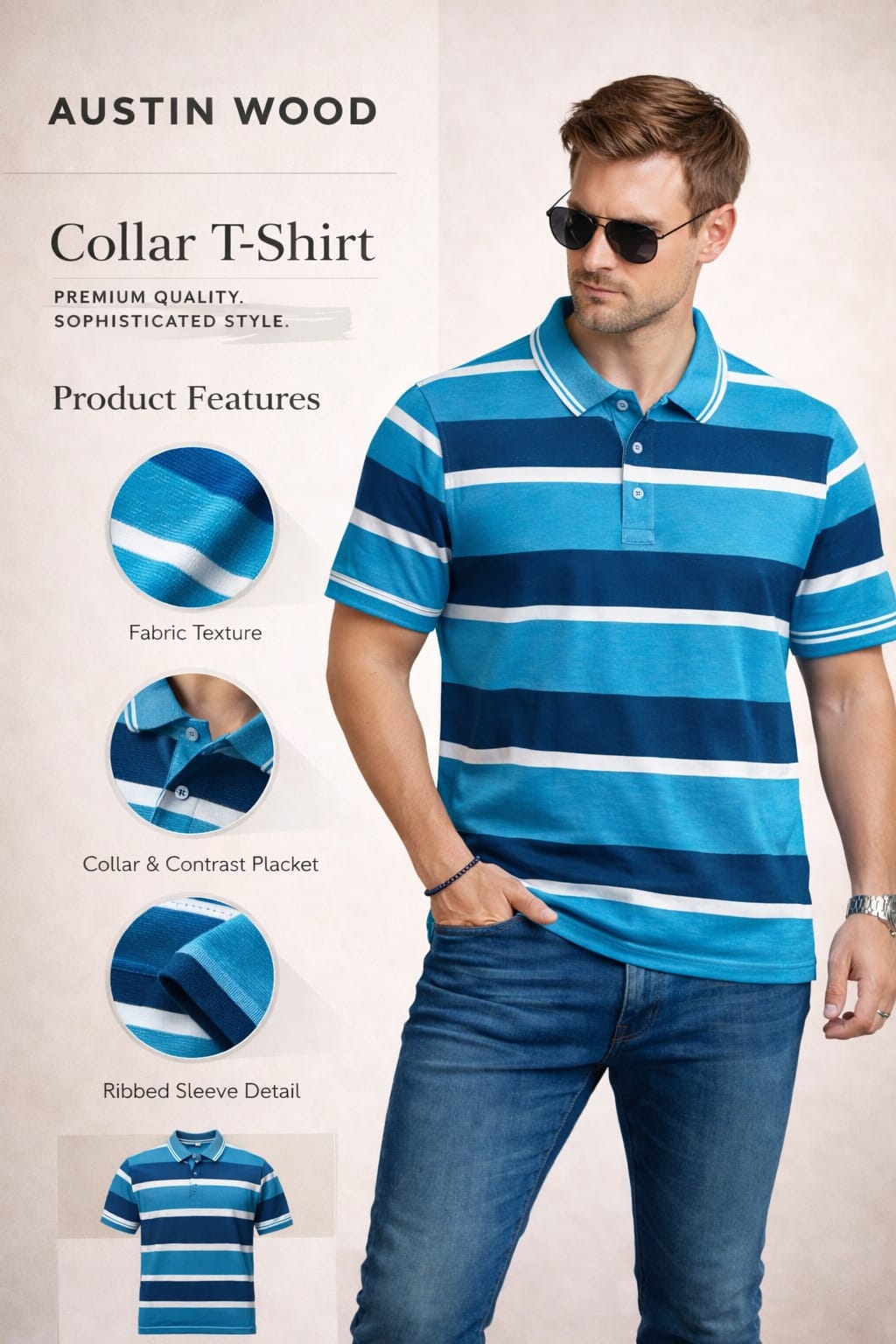 Austin Wood Solid Polo T-shirt