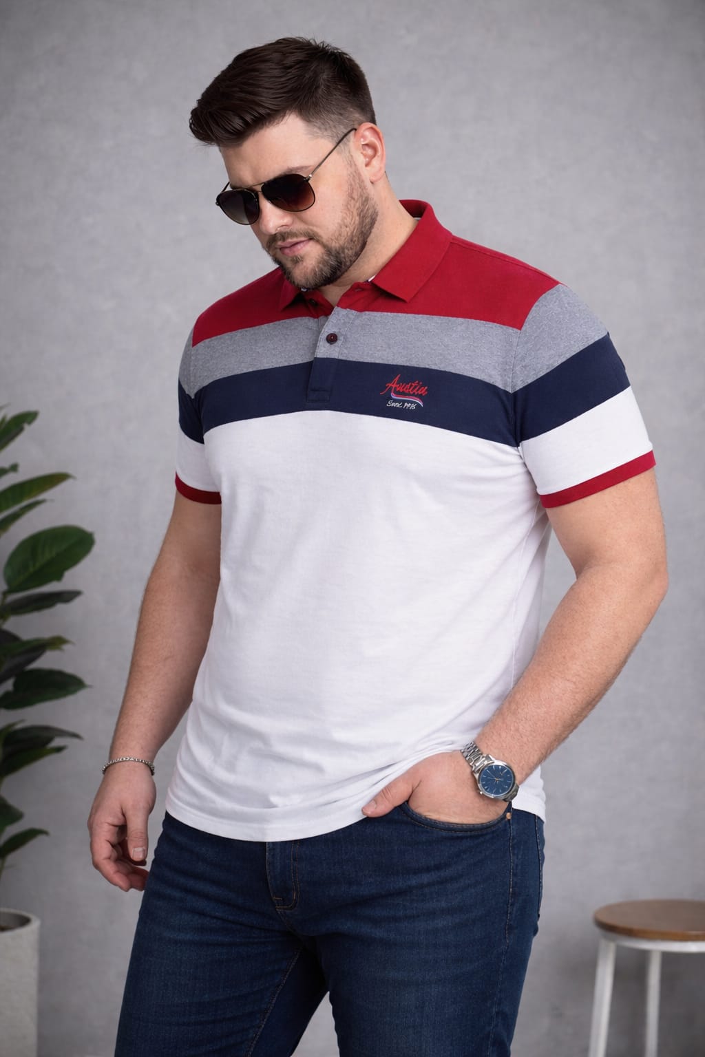 Austivo Men's  Polo Neck T-shirt