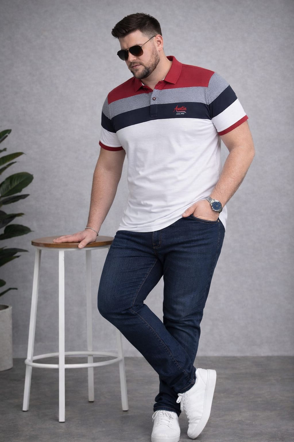 Austivo Men's  Polo Neck T-shirt