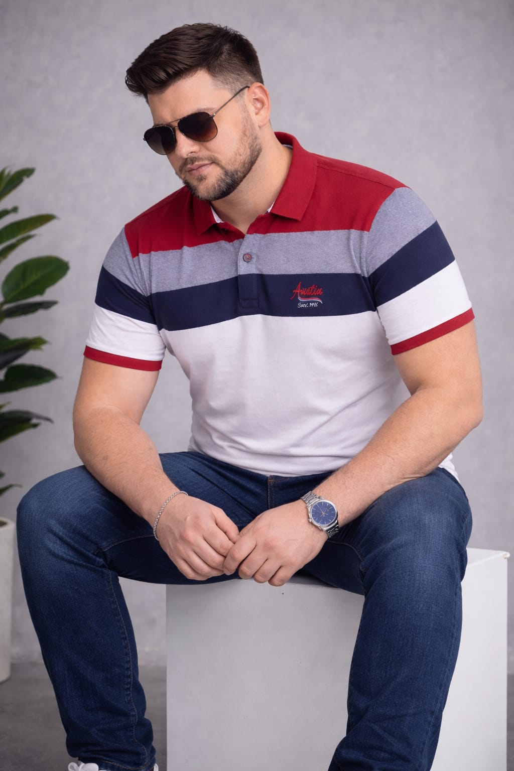 Austivo Men's  Polo Neck T-shirt