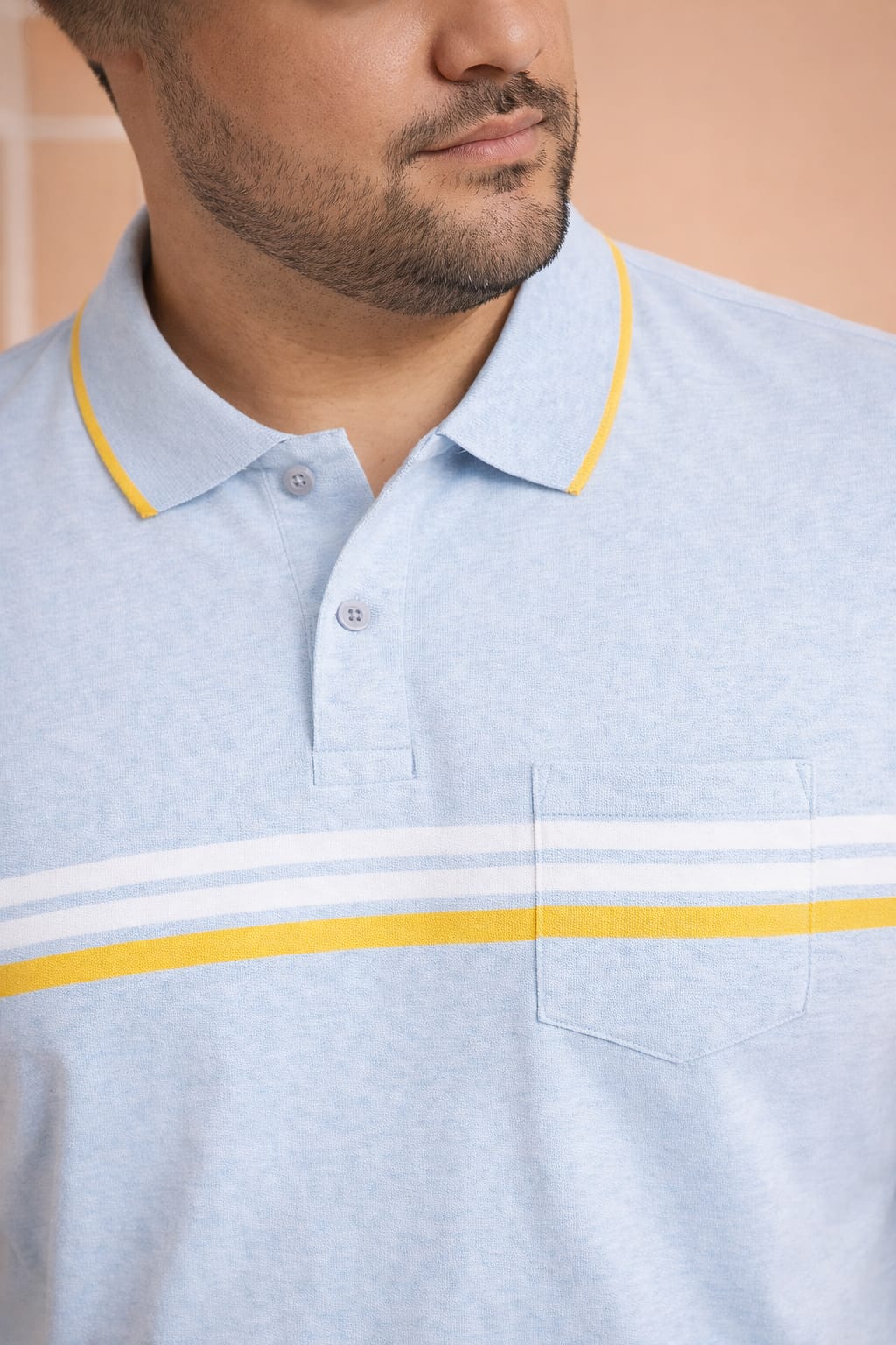 Striped Men Polo Neck Multicolor T-Shirt