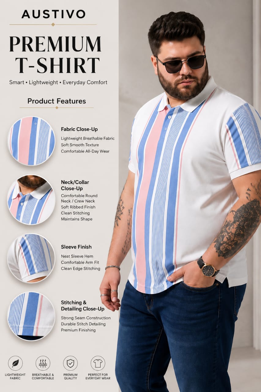 Austivo Men's Polo Neck T-shirt