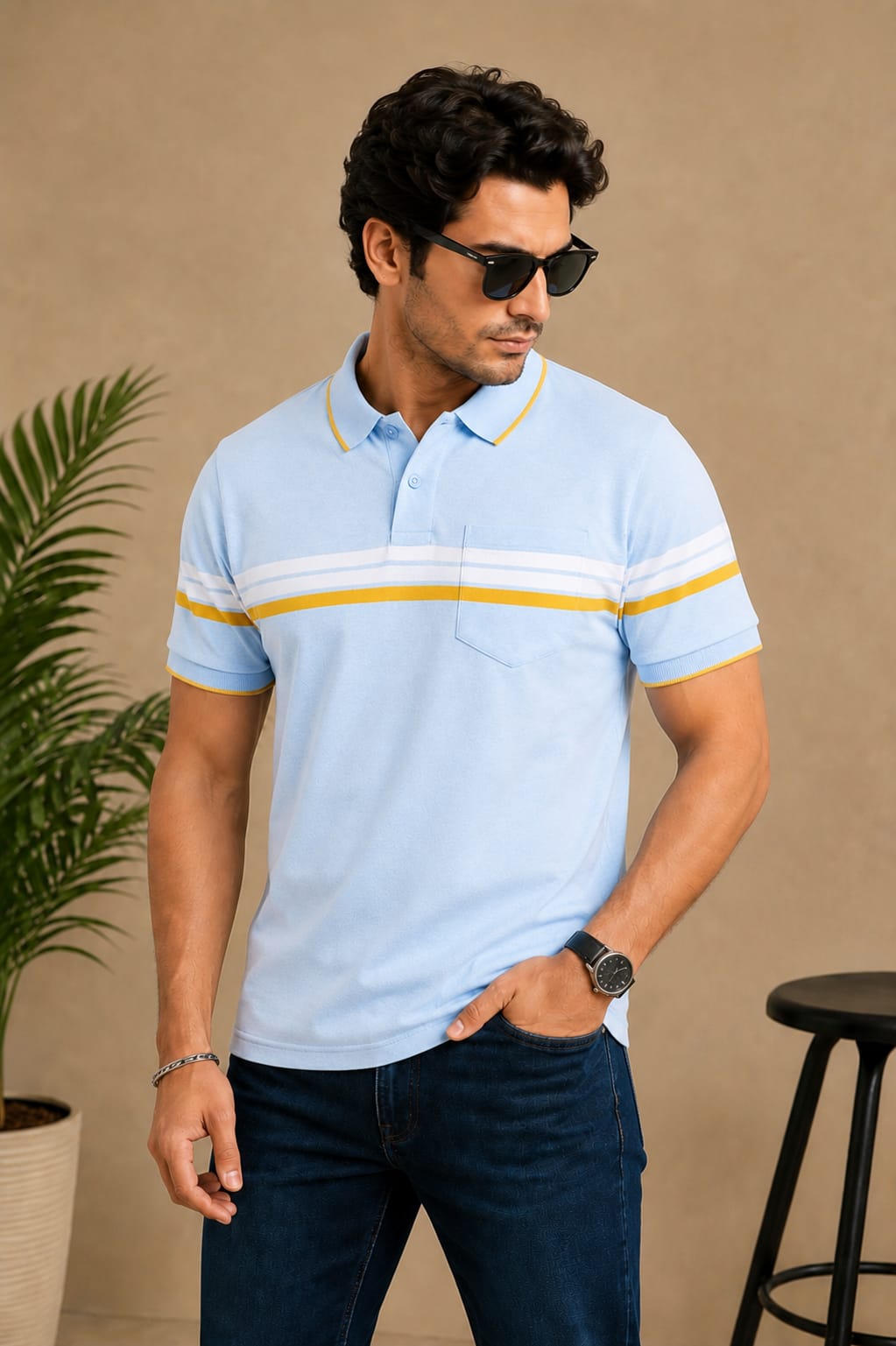 Austin Wood Men's Half Sleeves Polo Neck T-shirt