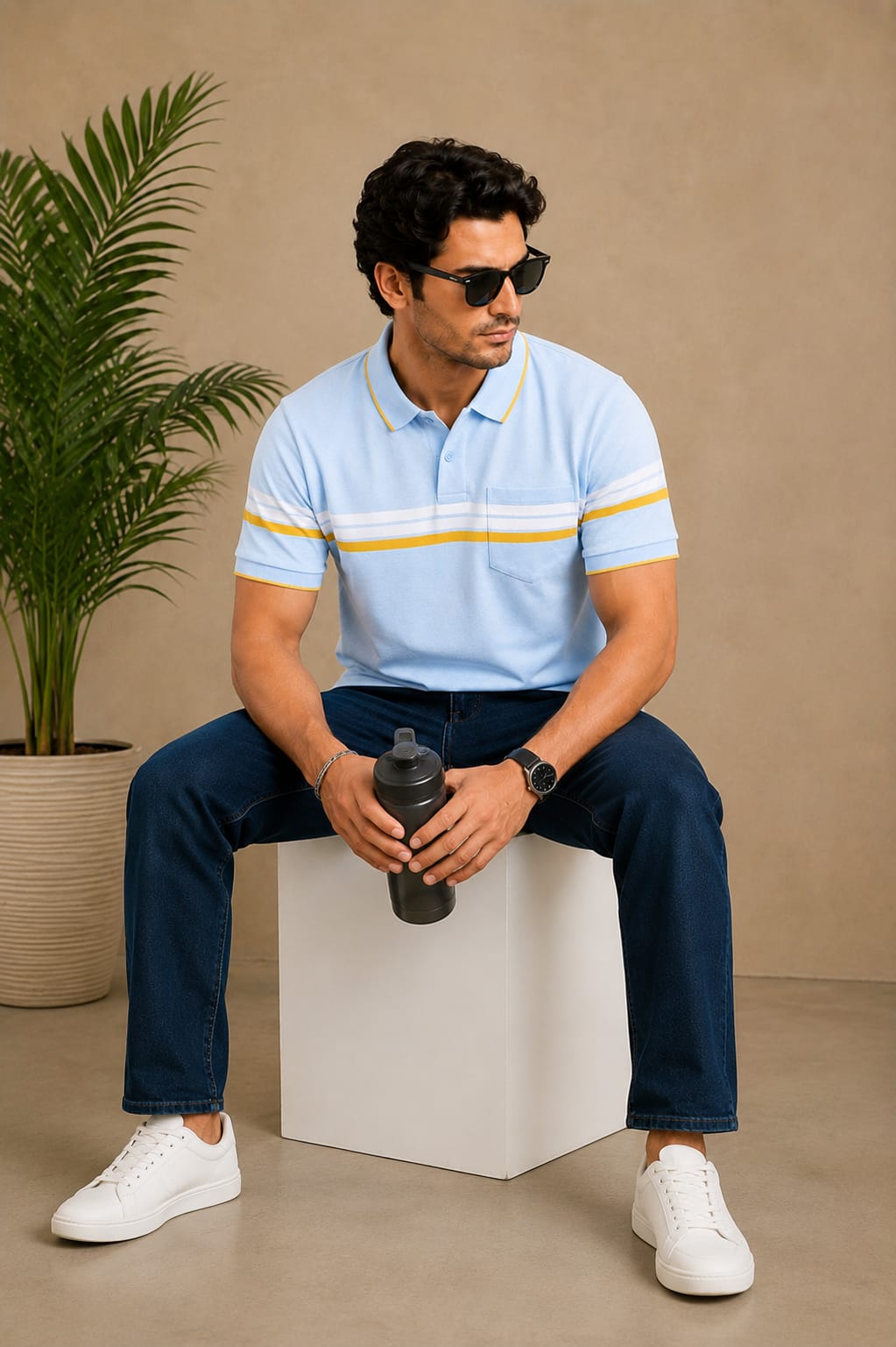 Austin Wood Men's Half Sleeves Polo Neck T-shirt
