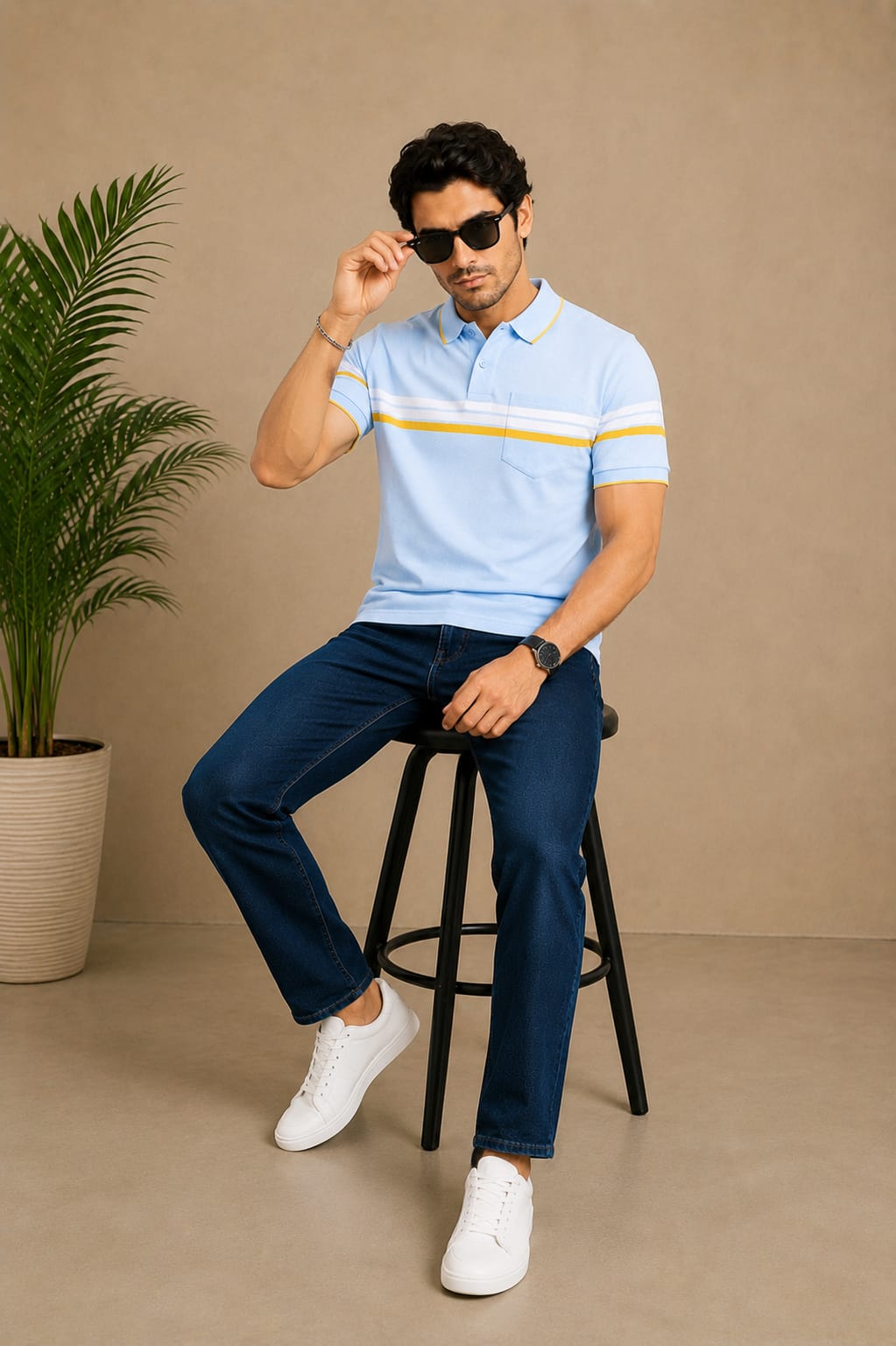 Austin Wood Men's Half Sleeves Polo Neck T-shirt