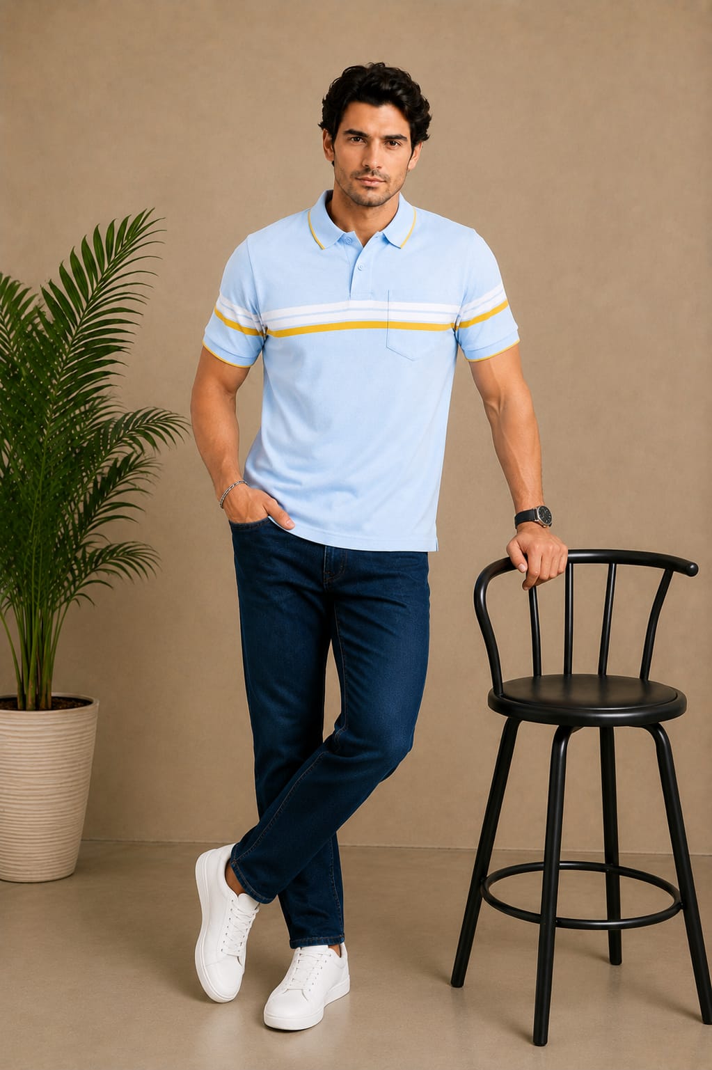 Austin Wood Men's Half Sleeves Polo Neck T-shirt