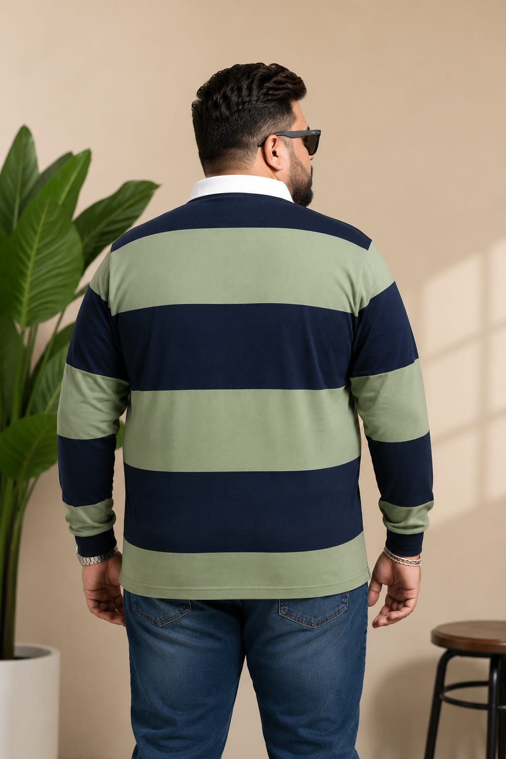 AUSTIVO Men's Plus Size Full Sleeve Polo Neck T-Shirt