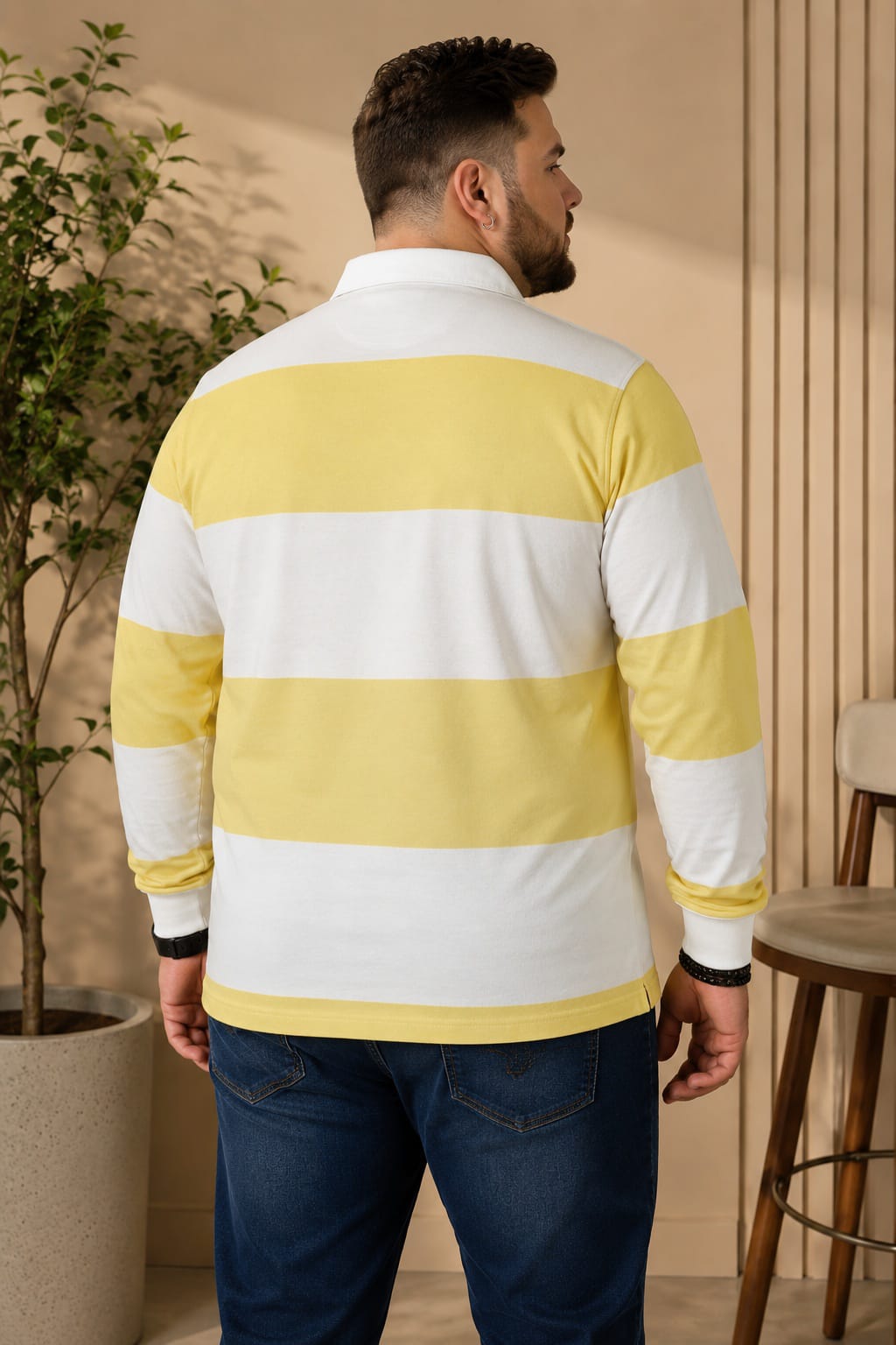 AUSTIVO Men's Plus Size Full Sleeve Polo Neck T-Shirt