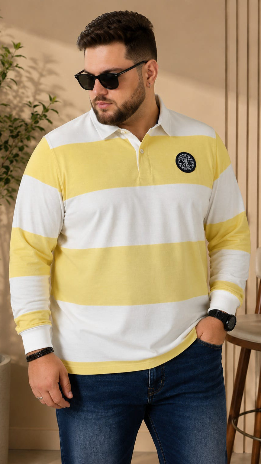 AUSTIVO Men's Plus Size Full Sleeve Polo Neck T-Shirt